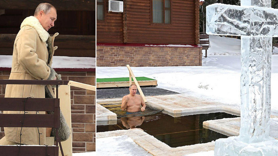 Путин се топна в ледените води по случай Богоявление ВИДЕО 