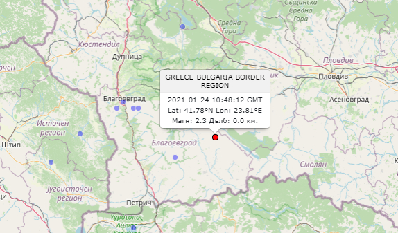 Земетресение люшна Южна България 