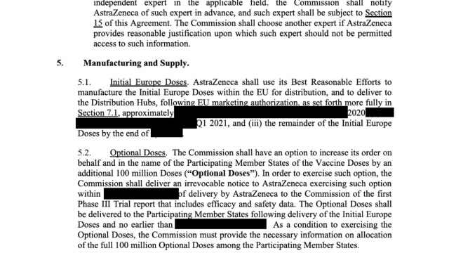 Гриф "Чувствително": Скандалът е огромен, ЕК публикува цензуриран ДОГОВОР с AstraZeneca
