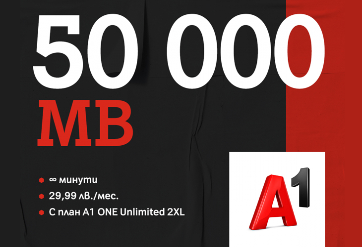 А1 вече дава до 250 000 МВ интернет на максимална скорост с планове А1 ONE Unlimited