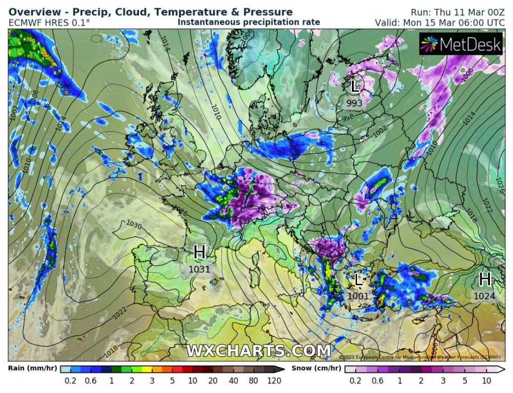 Meteo Balkans: Мощен циклон носи дъжд, сняг и гръмотевици, ето кога ще ни удари КАРТИ