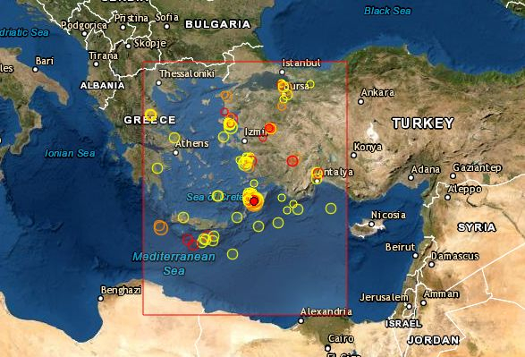 Земетресение в Егейско море СНИМКА