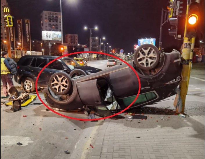 Първо ВИДЕО от среднощния ужас с кола по таван в София