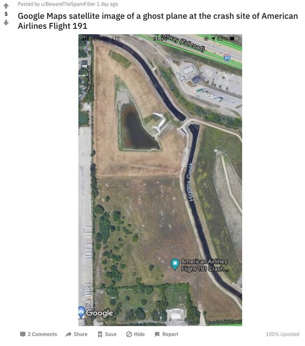 Самолет-призрак до мястото на авиокатастрофа бе открит в карта на Google СНИМКИ