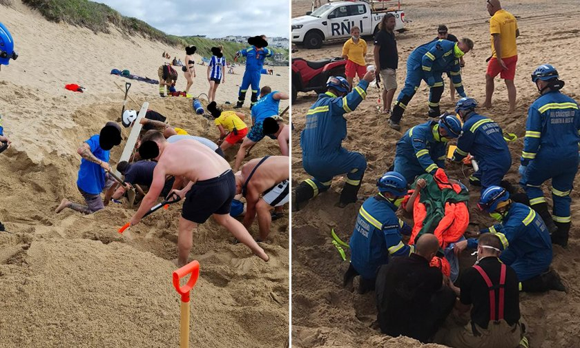 Мъж изкопа дупка на плажа, а последвалото шокира всички СНИМКИ