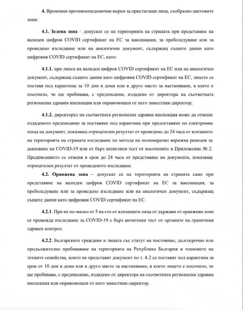 Нова К-19 ЗАПОВЕД за български и чужди граждани, идващи от страни в червения списък