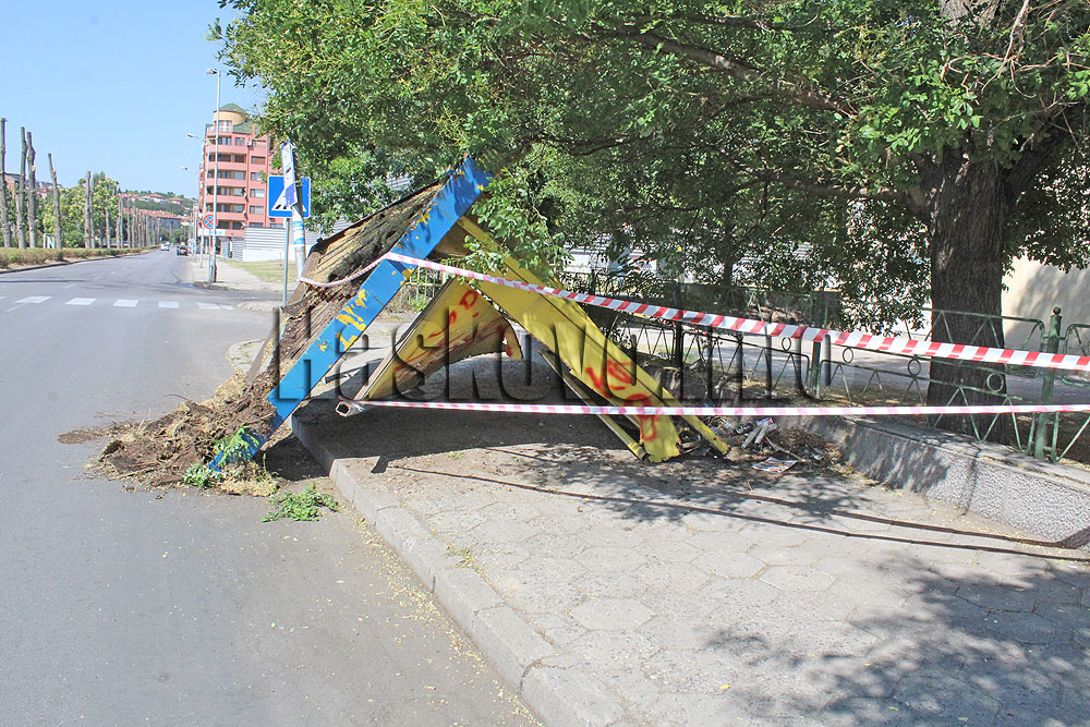 Шофьор помете автобусна спирка и бариера на школо в Хасково, а после... СНИМКИ 