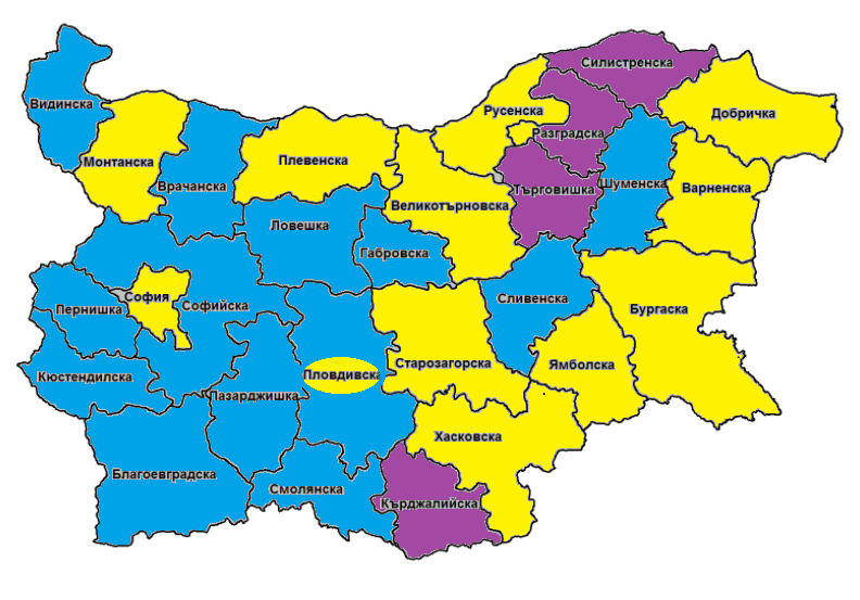 КАРТАТА на България грейна в нови цветове според най-новите данни на ЦИК по области 