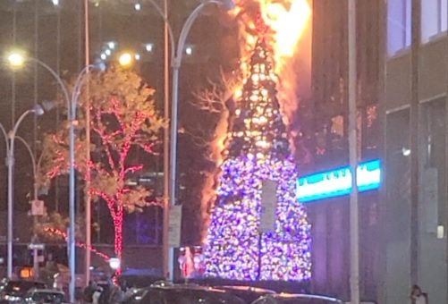 Подпалиха коледната елха на телевизия в Ню Йорк ВИДЕО