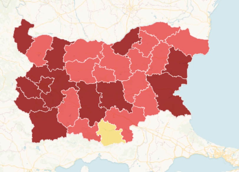 К-19 КАРТАТА на България става все по-страшна, само една област...