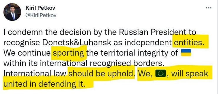 Кирил Петков осъди руската агресия в Туитър с правописна грешка