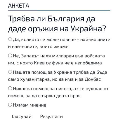 Горещо проучване: Българите казаха трябва ли да дадем оръжия на Украйна