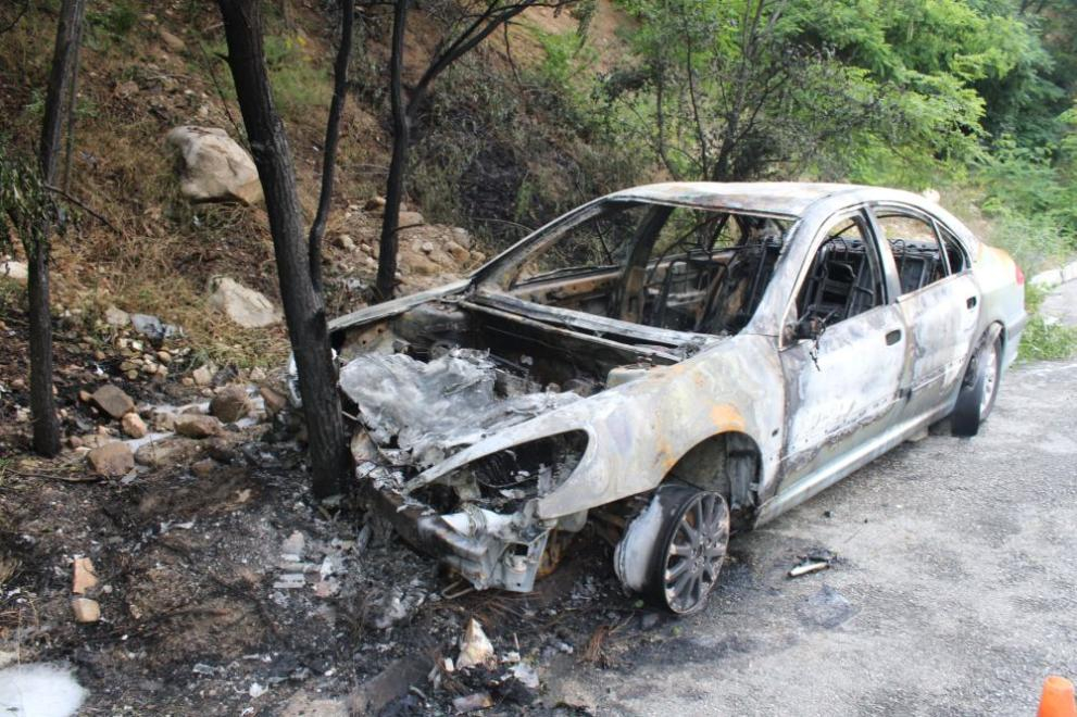 Кола изгоря до неузнаваемост край Симитли СНИМКИ 