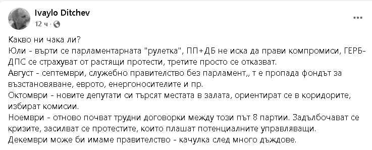 Проф. Ивайло Дичев: Правителството падна. Какво ни очаква?