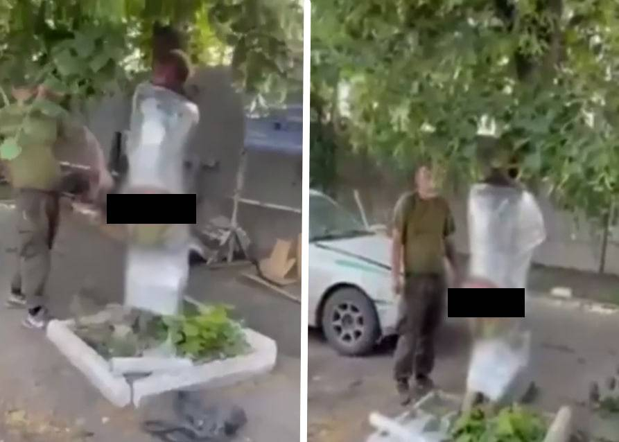 Военни от ВСУ бичуваха колега по гол задник за тежко нарушение СНИМКИ