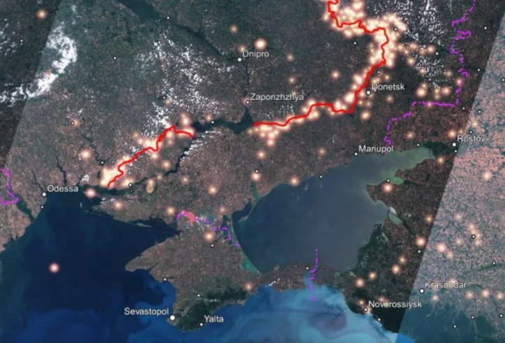 NASA показа как изглежда фронтовата линия в Украйна от космоса СНИМКИ