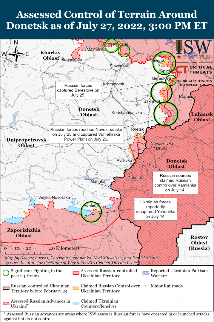 ISW и британското разузнаване с най-нови данни за бойните действия в Украйна КАРТИ