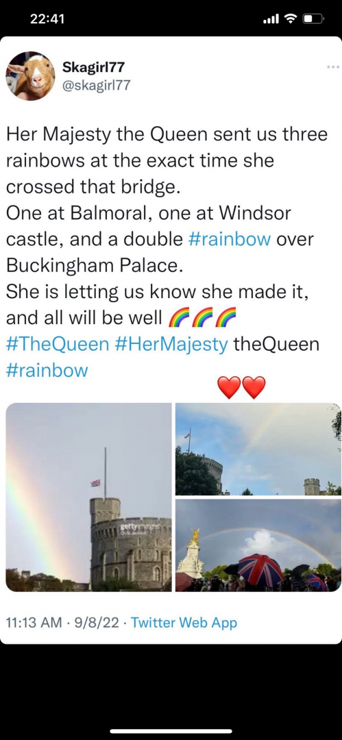 Мистично явление в небето над Бъкингамския дворец в момента на смъртта на кралицата изуми опечалените ѝ поданици СНИМКИ