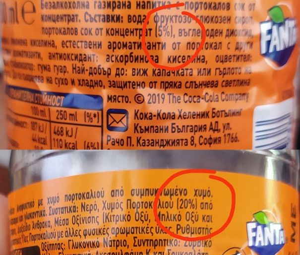 Клиент сравни гръцки и български етикет на "Фанта" портокал и побесня СНИМКА 