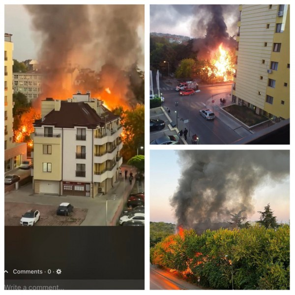 Огнен ад във Варна, пламъците се издигат до небето ВИДЕО