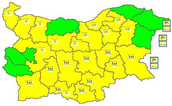 Декември идва с жълт код за сняг, ето къде в България ще вали КАРТА