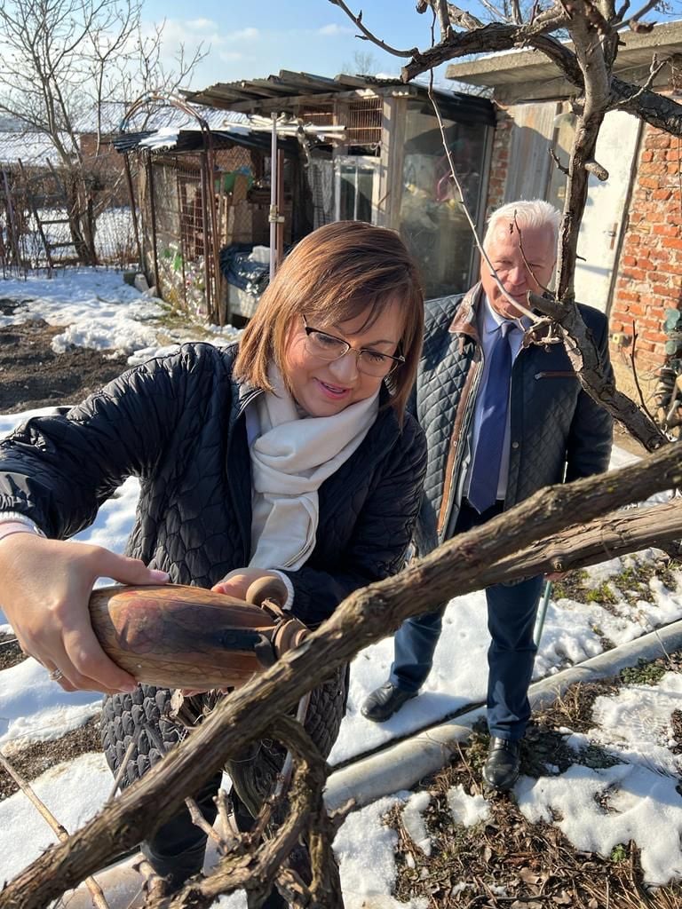 На Трифон Зарезан Корнелия Нинова заряза ритуално лозите в Осоица и Априлово