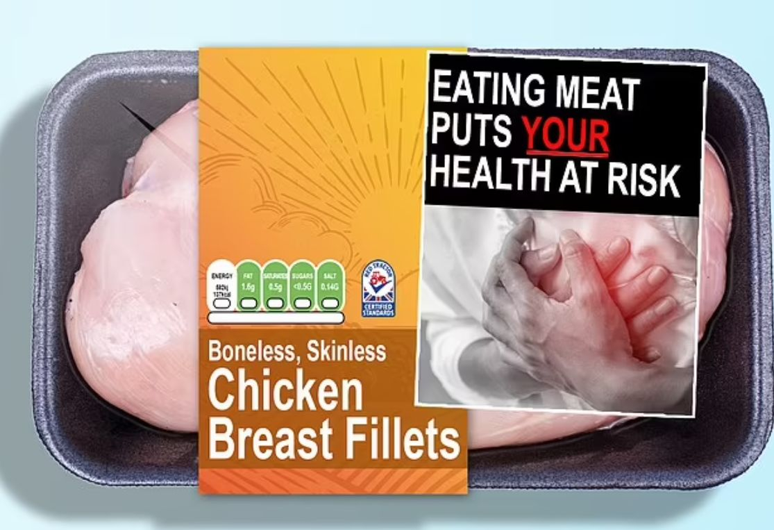 Чувство на срам: Пускат гнусни етикети с трупове върху месото! СНИМКИ 18+