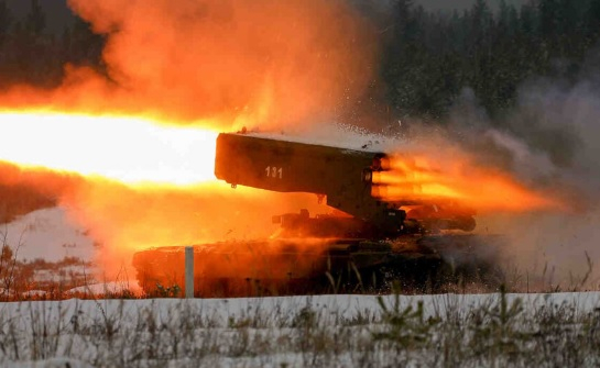 Огнехвъргачки "Солнцепек" сринаха с термобарични ракети укрепени позиции на ВСУ ВИДЕО