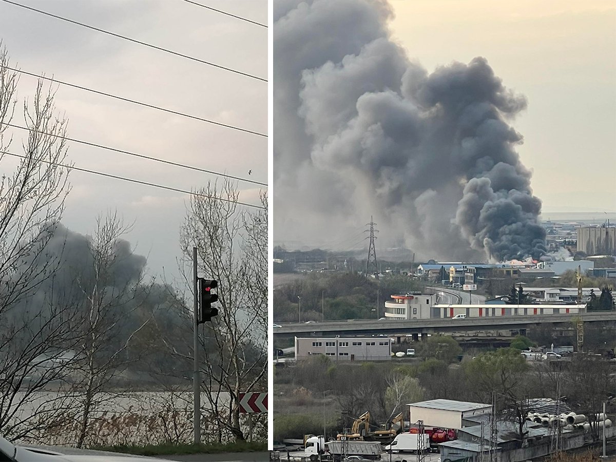 Огромен пожар избухна в Бургас, небето над града почерня СНИМКИ