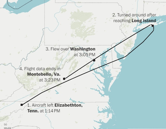 Самолет "Чесна" се разби до Вашингтон след като бе прихванат от US изтребители F-16
