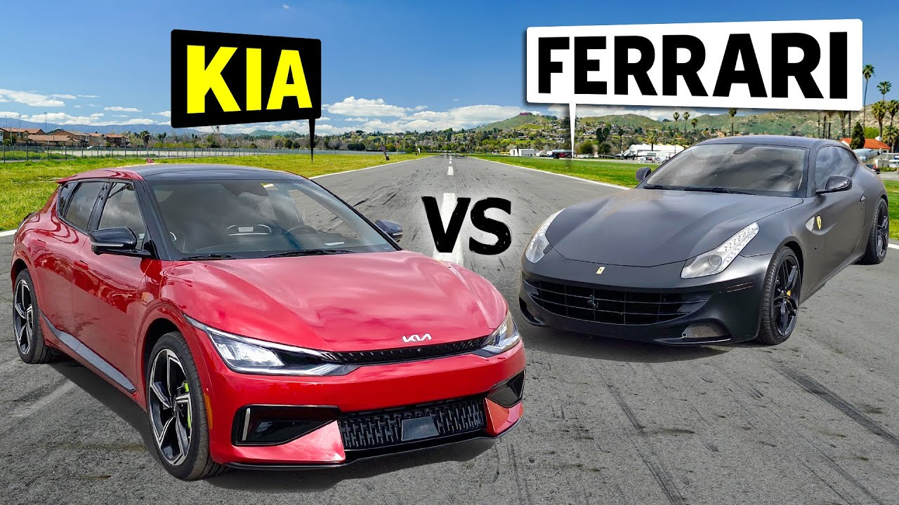 Интересен дуел: Електрическа Kia EV6 GT срещу бензиново Ferrari FF ВИДЕО