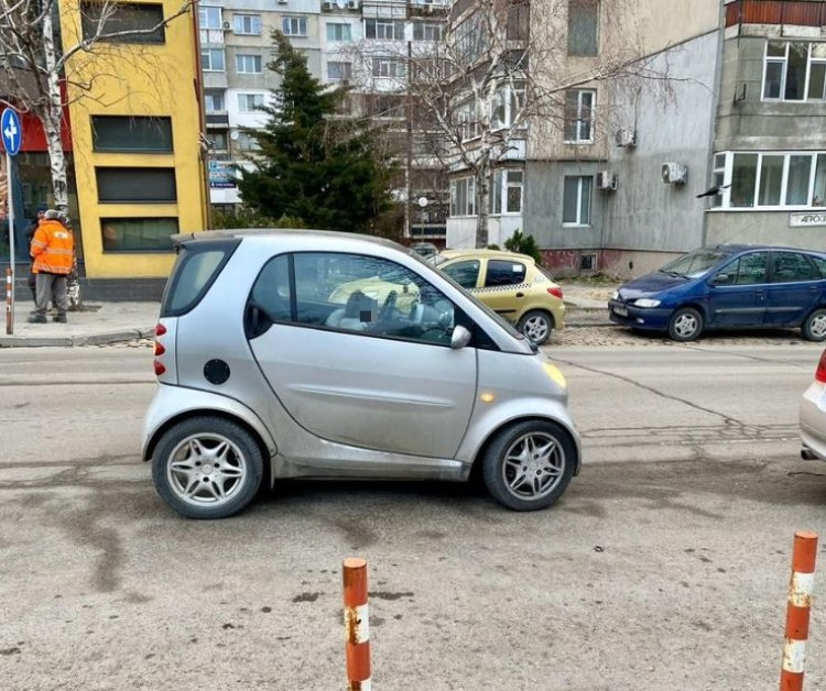 На заден ход: Кола с неочакван шофьор без малко да блъсне баща и дъщеря му на пешеходна в Шумен