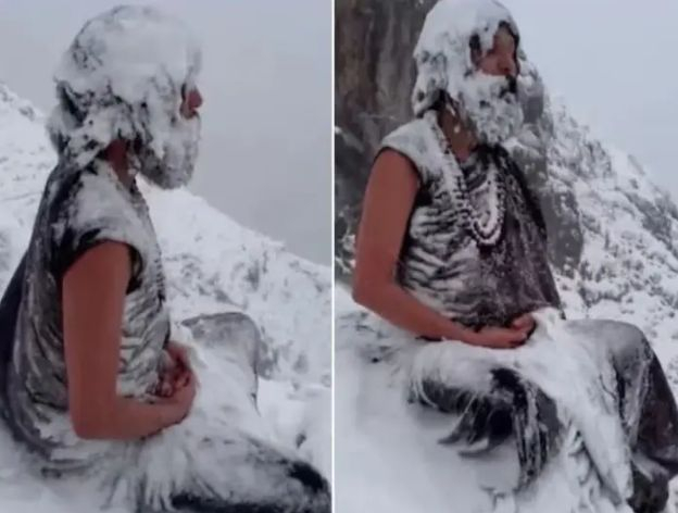 Това ВИДЕО обиколи цял свят: Мъж медитира в снежна буря на върха на Хималаите