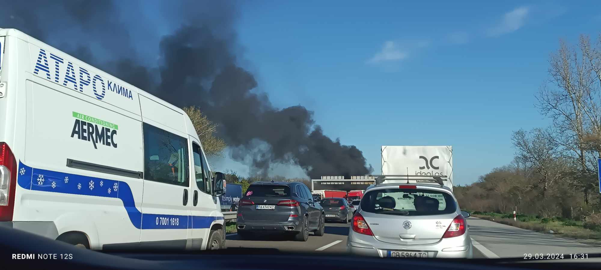 Огнен ад на "Тракия", затвориха магистралата СНИМКИ  