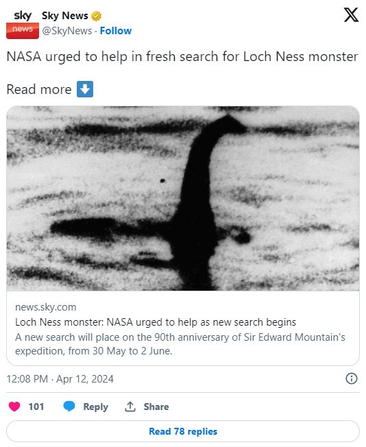 НАСА издирва чудовището от Лох Нес