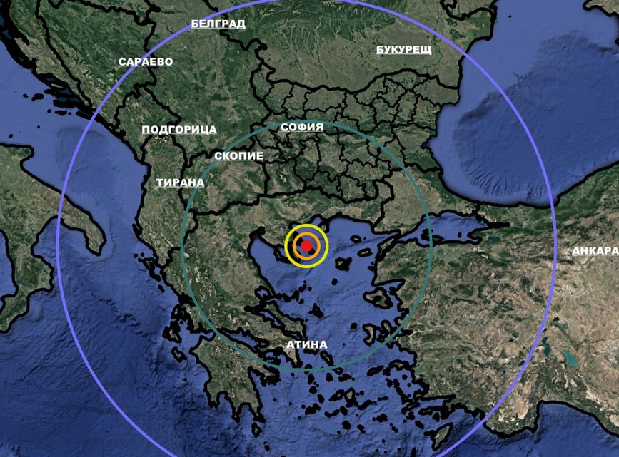 Силно земетресение на Халкидики, трусовете са през минути
