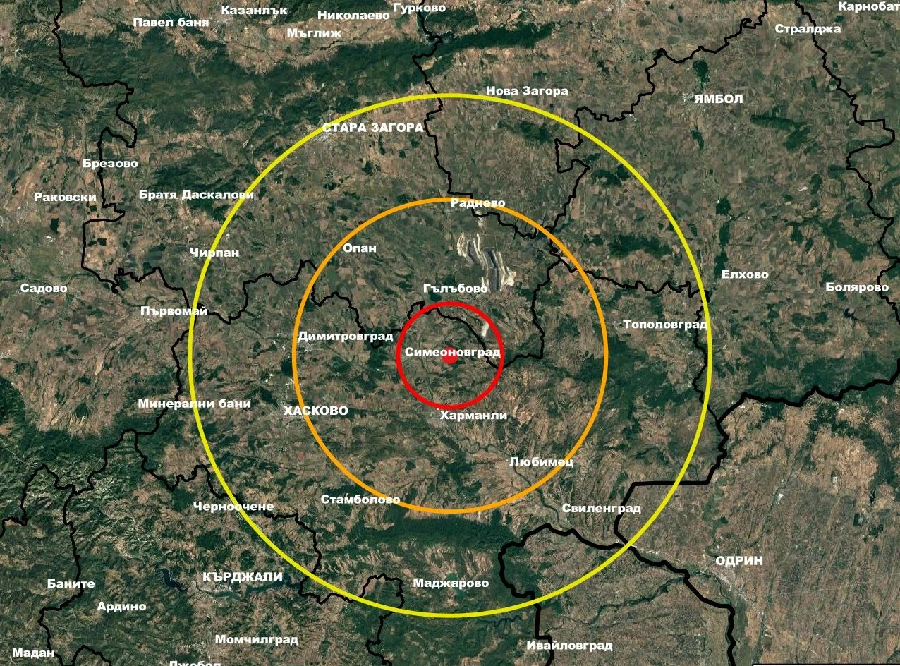 Земетресение разлюля България КАРТА