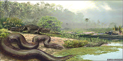 Откриха останки от най-голямата змия на света