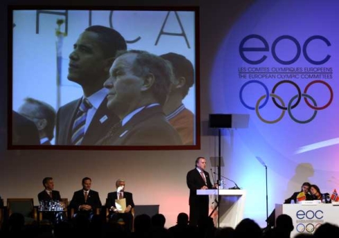 Обама на обявяването на домакина за Олимпиадата през 2016 г.