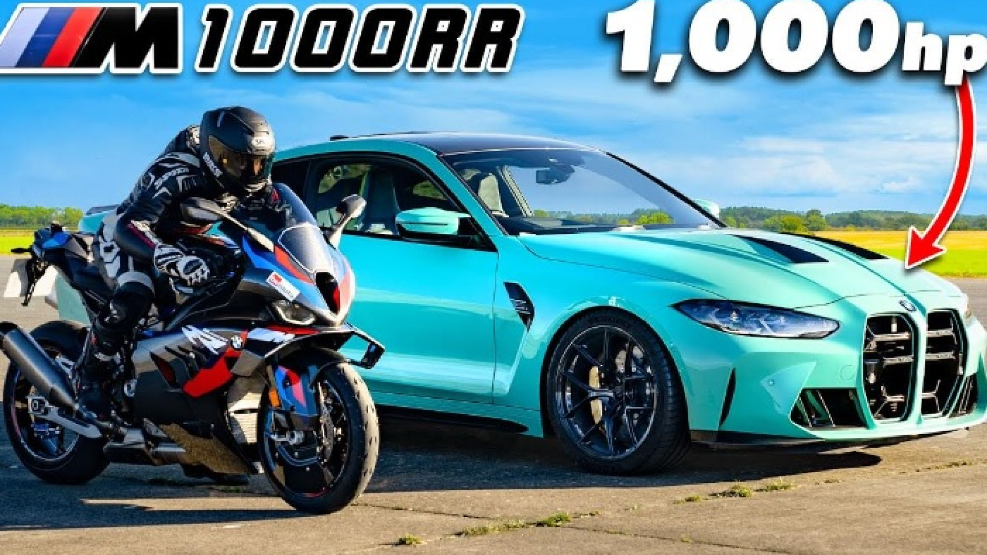 Битка: Супермотоциклет BMW M 1000 RR срещу BMW M4, кой ще победи ВИДЕО