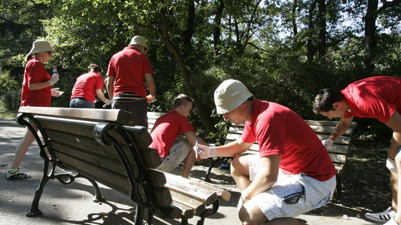 Стажанти боядисаха пейки и събираха шума в Борисовата градина