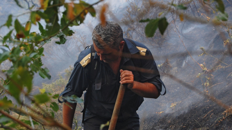 Голям пожар гори в Гърция на границата край Доспат