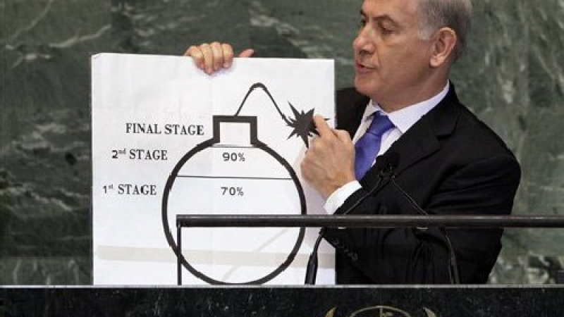 Нетаняху с бомба в ръка: Иран е опасен, колкото “Ал Кайда” (ВИДЕО)