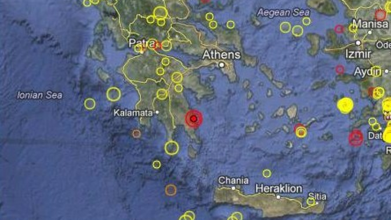 Земетресение с магнитуд 4.5 разлюля Гърция