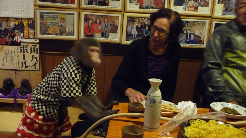 Маймуни сервират в японски ресторант