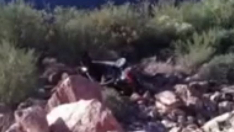 Шофьор се метна с колата си в каньон и оцеля (ВИДЕО)
