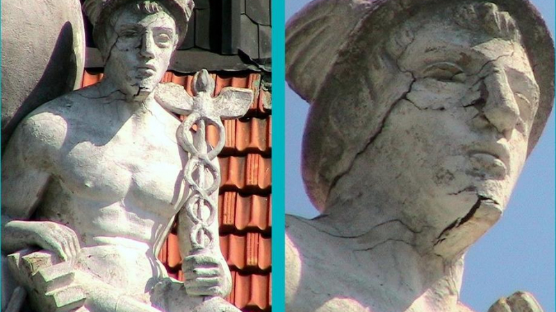 Уникална скулптура на Меркурий ще рухне заради безхаберие