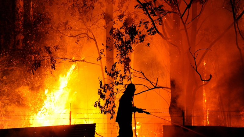 Човек е загинал при голям горски пожар в Австралия