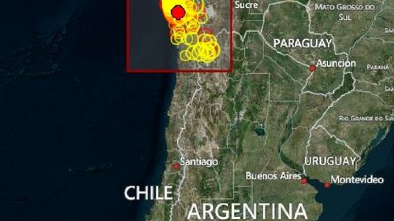 Трус със сила 7.8 удари до Чили, обявена е тревога за цунами 