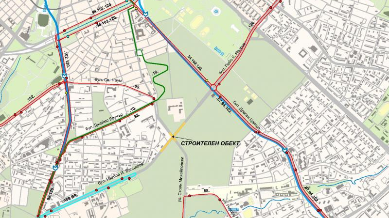 Вижте на карта промените в трафика заради затвореното кръстовище до Семинарията